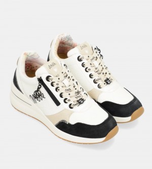 Anekke Black & White Wedge Sneakers Sneakers Damen | PIWYF-2468